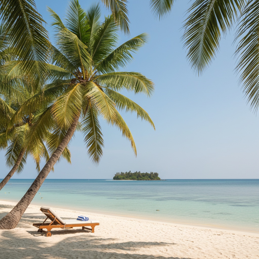 Tropical beach with palm trees